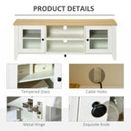 55" TV Stand Entertainment Center with Storage Cabinets & Shelves - White Wood Grain Modern Farmhouse Style for 60" Flatscreen TVs