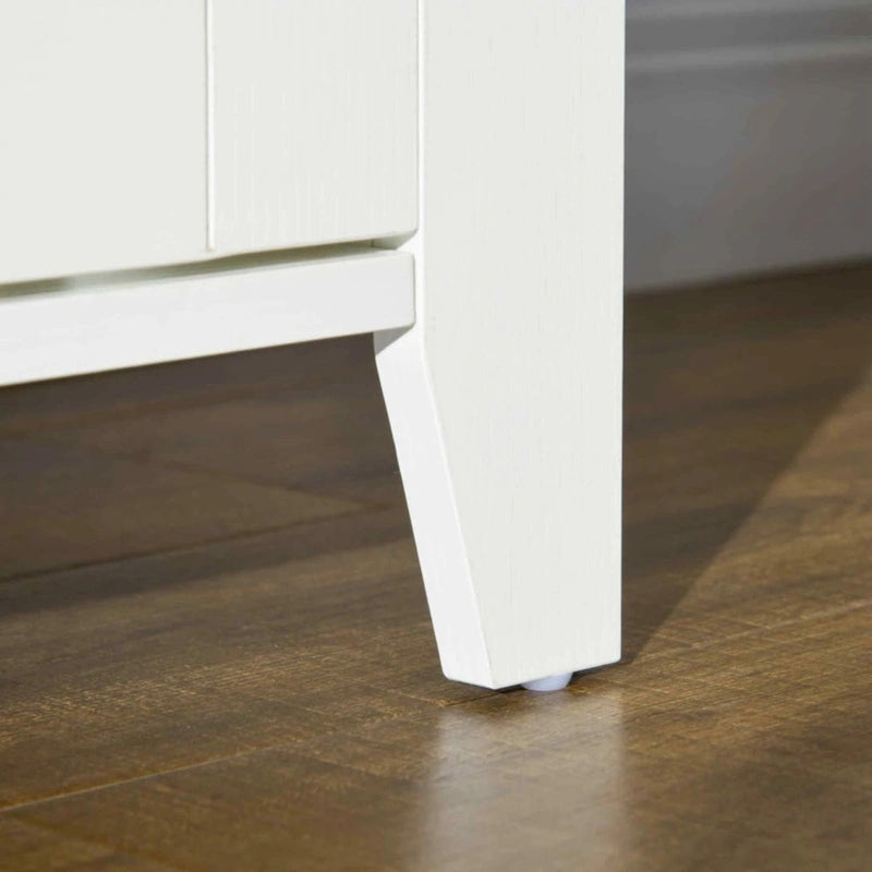 55" TV Stand Entertainment Center with Storage Cabinets & Shelves - White Wood Grain Modern Farmhouse Style for 60" Flatscreen TVs