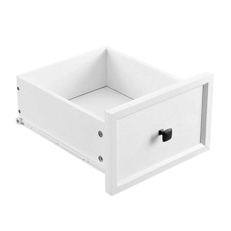 6 Drawer Tall Dresser Cabinet - Modern Farmhouse Storage Organizer with Metal Handles, Anti-Tip Device - White & Black Wood Grain