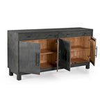 Solid Acacia Wood 4 Door Sideboard with 2 Drawers - Gray Dining Storage Cabinet 71"W x 18"D x 35"H