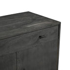 Solid Acacia Wood 4 Door Sideboard with 2 Drawers - Gray Dining Storage Cabinet 71"W x 18"D x 35"H