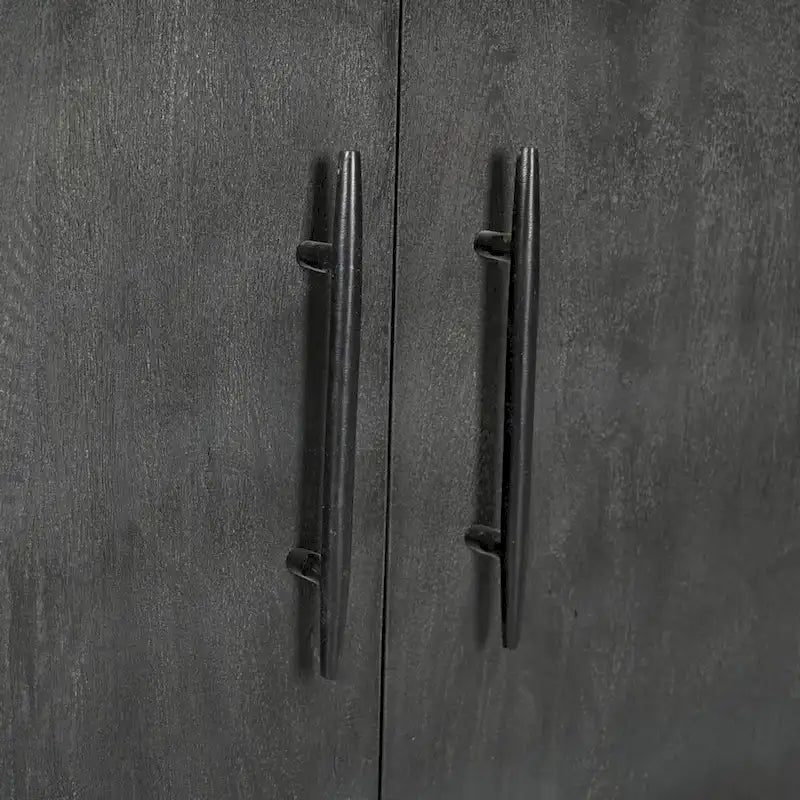 Solid Acacia Wood 4 Door Sideboard with 2 Drawers - Gray Dining Storage Cabinet 71"W x 18"D x 35"H