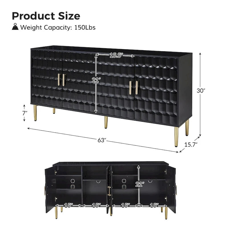 Kaletan 63 Wide Modern Sideboard with Adjustable Shelves by HULALA HOME