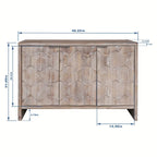 Farmhouse 3-Door Wooden Sideboard Buffet Cabinet with Hexagonal Pattern Doors & Adjustable Shelves - MDF & Fir Wood Storage