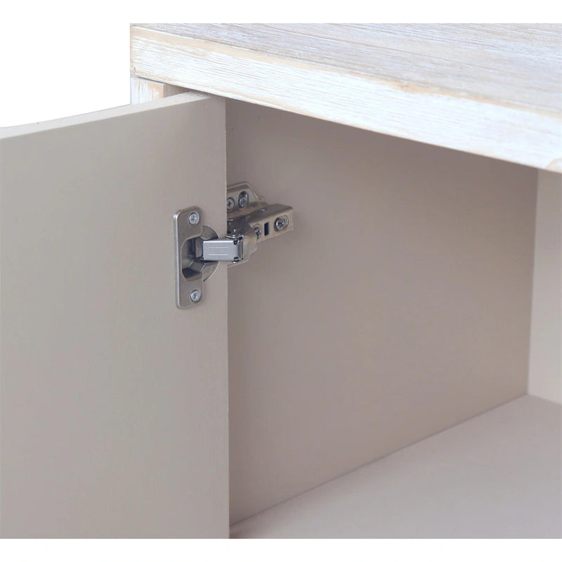 Farmhouse 3-Door Wooden Sideboard Buffet Cabinet with Hexagonal Pattern Doors & Adjustable Shelves - MDF & Fir Wood Storage