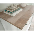 2-Drawer Lateral File Cabinet, White with Oak Accent, Letter/Legal Size, 33.6"W x 29.8"H, Full Extension Slides