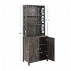 Coffee Bar Cabinet Kitchen Cabinet with Microwave Stand Metal Frame