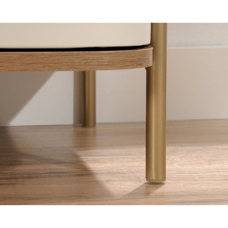 60" TV Stand Entertainment Credenza with Doors - Mid-Century Modern Coastal Style - Sindoori Mango Finish - Gold Metal Frame