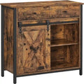 Industrial Buffet Cabinet with Sliding Barn Door, 34 Compartments, Adjustable Shelves, 27.6"W x 31.5"H Storage Sideboard
