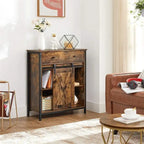 Industrial Buffet Cabinet with Sliding Barn Door, 34 Compartments, Adjustable Shelves, 27.6"W x 31.5"H Storage Sideboard