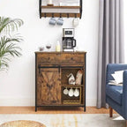 Industrial Buffet Cabinet with Sliding Barn Door, 34 Compartments, Adjustable Shelves, 27.6"W x 31.5"H Storage Sideboard