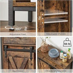 Industrial Buffet Cabinet with Sliding Barn Door, 34 Compartments, Adjustable Shelves, 27.6"W x 31.5"H Storage Sideboard