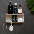 Double Shower Shelf with Razor Holder & 4 Hooks - 11.8" Aluminum Bathroom Organizer - Tool-Free Installation - Holds 7.5 lbs