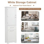 White MDF Storage Cabinet with 2 Drawers, Adjustable Shelf & Anti-Toppling Device - Bathroom Organizer, 100lbs Capacity, Waterproof Finish