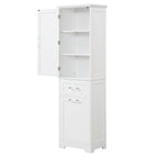 White MDF Storage Cabinet with 2 Drawers, Adjustable Shelf & Anti-Toppling Device - Bathroom Organizer, 100lbs Capacity, Waterproof Finish