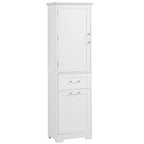 White MDF Storage Cabinet with 2 Drawers, Adjustable Shelf & Anti-Toppling Device - Bathroom Organizer, 100lbs Capacity, Waterproof Finish