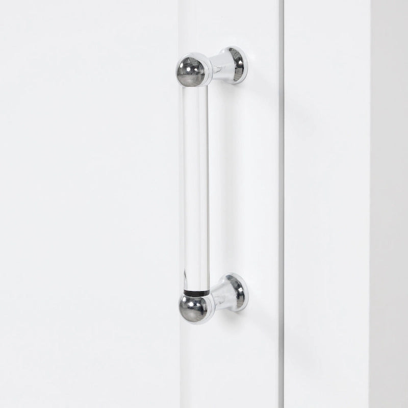 White MDF Storage Cabinet with 2 Drawers, Adjustable Shelf & Anti-Toppling Device - Bathroom Organizer, 100lbs Capacity, Waterproof Finish