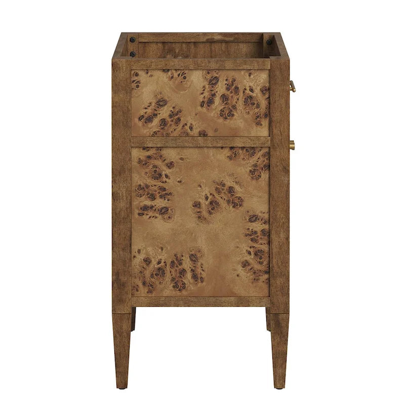 24 Inch Bathroom Vanity Cabinet - Mango Wood with Burl Veneer - Single Drawer Storage - Modern Freestanding Design