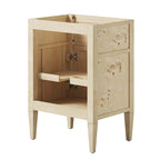 24 Inch Bathroom Vanity Cabinet - Mango Wood with Burl Veneer - Single Drawer Storage - Modern Freestanding Design
