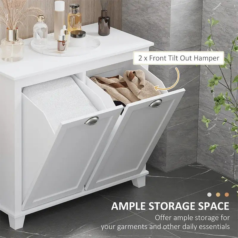 Tilt-Out Laundry Sorter Bathroom Cabinet