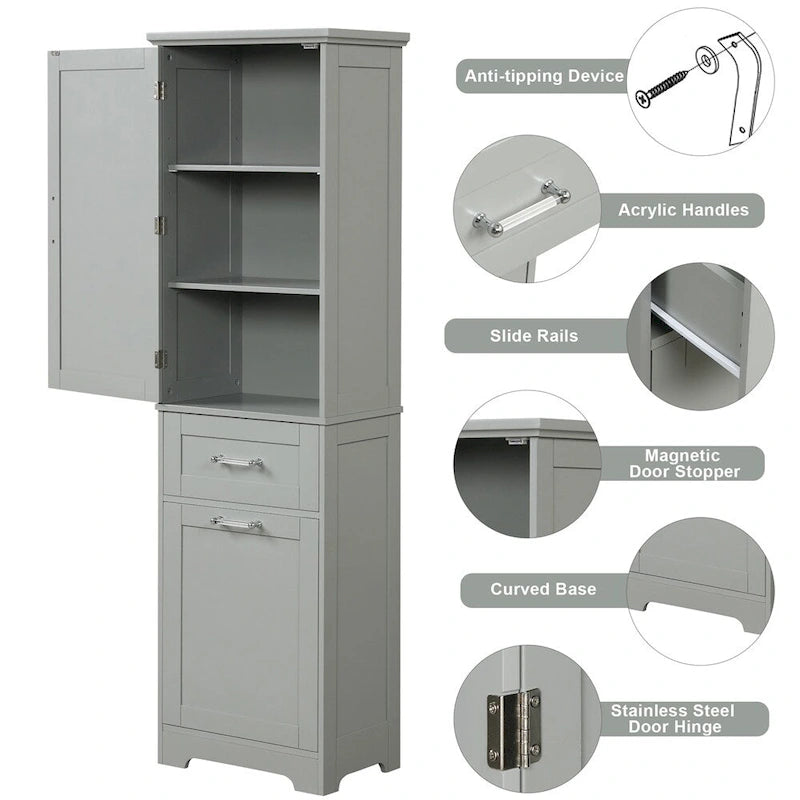 Tall Bathroom Storage Cabinet,Freestanding Storage Cabinet w/Drawers