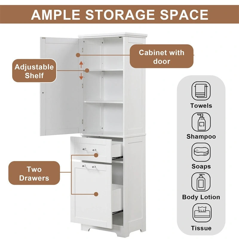 Tall Bathroom Storage Cabinet,Freestanding Storage Cabinet w/Drawers