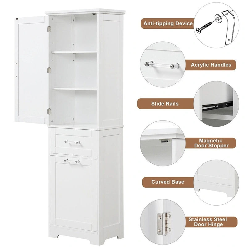 Tall Bathroom Storage Cabinet,Freestanding Storage Cabinet w/Drawers