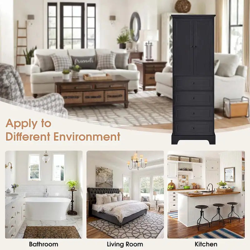 Bathroom Storage Cabinet with Drawers and Adjustable Shelf