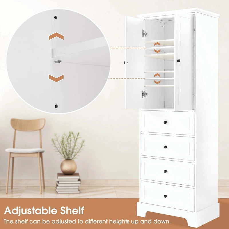 Bathroom Storage Cabinet with Drawers and Adjustable Shelf