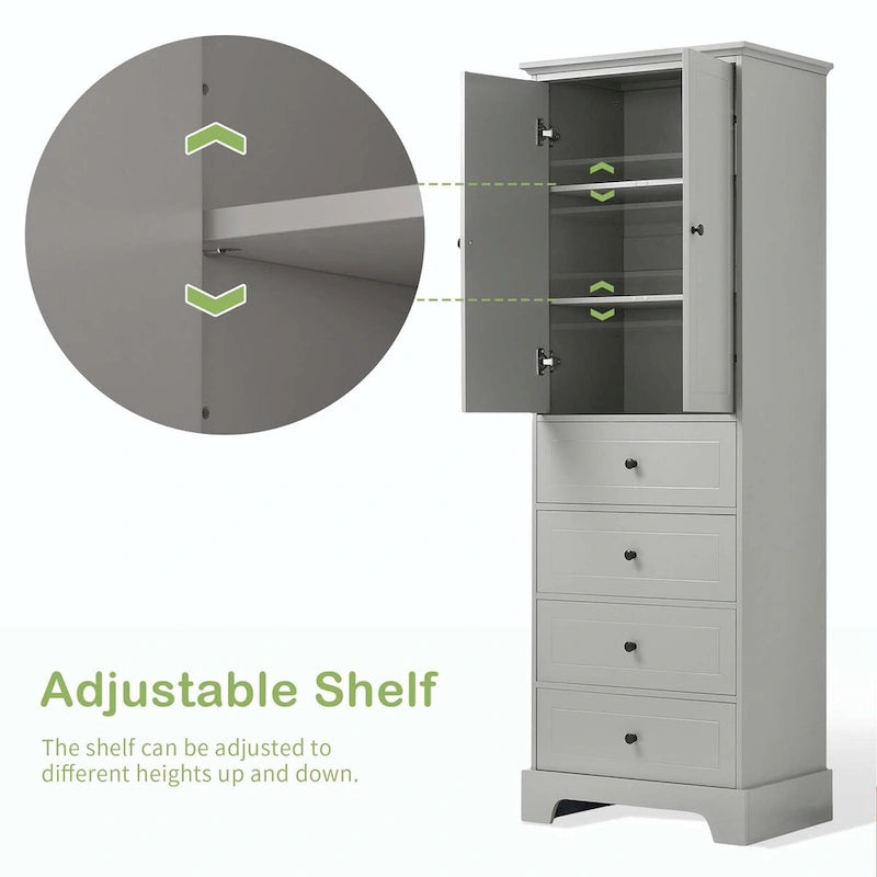 Bathroom Storage Cabinet with Drawers and Adjustable Shelf