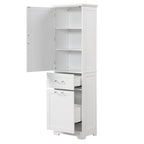 Tall Bathroom Storage Cabinet with Adjustable Shelf, 2 Drawers, Waterproof MDF Freestanding Organizer