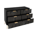 6 Drawer Dresser with Metal Handles - Wide Storage Chest Organizer, Scratch-Resistant Waterproof Finish, Gold Accents, Anti-Tip Design