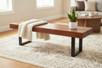 Wood Home Bench with Black Metal Legs - Brown - Roche River Decor