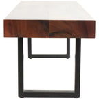 Wood Home Bench with Black Metal Legs - Brown