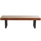 Wood Home Bench with Black Metal Legs - Brown