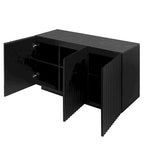 LED Carved 3 Door Storage Cabinet Sideboard Buffet with Adjustable Shelf USB Light Strip Anti-Tipping Large Accent Cabinet