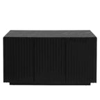 LED Carved 3 Door Storage Cabinet Sideboard Buffet with Adjustable Shelf USB Light Strip Anti-Tipping Large Accent Cabinet