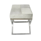 Geometric Leather Bench Light Grey 47.5"L x 16.2"W x 18"H Silver Metal Base Indoor Seating 400lbs Capacity