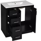 Meuble-lavabo simple de 30 po avec armoire et 3 tiroirs – Noir / Bleu / Vert / Indigo / Blanc