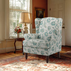 Fauteuil d'appoint moderne Erommy, fauteuil à dossier haut, canapé simple en tissu rembourré avec boutons et pieds en bois pour salon