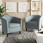 Lot de 2 fauteuils club modernes en lin style tonneau