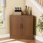 Meuble d'angle Dovelina avec étagères réglables, buffet, meuble à vin, meuble de cuisine et de salle à manger avec portes en bois - 31H x 31L, 36H x 31L