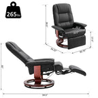 Fauteuil inclinable HomCom en similicuir avec base pivotante manuelle réglable et repose-pieds confortable et relaxant