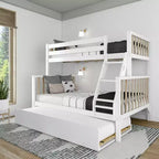 Lit superposé Max & Lily une place au-dessus d'un lit double avec lit gigogne, lits superposés pour enfants en bois massif de style scandinave