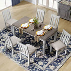 Ensemble de salle à manger extensible de style ferme pour 6 personnes, table rectangulaire et 6 chaises rembourrées