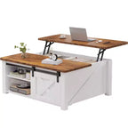 Table basse relevable JIONJOY 31,5" avec grand espace de rangement dissimulé, étagères réglables, table basse carrée de style ferme pour salon, petits espaces